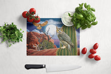 Load image into Gallery viewer, Great Horned Owl In The Desert Glass Cutting Boards – Durable, Decorative Kitchen Art Large PRS4052LCB