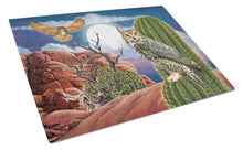 Load image into Gallery viewer, Great Horned Owl In The Desert Glass Cutting Boards – Durable, Decorative Kitchen Art Large PRS4052LCB