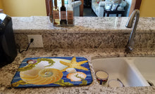 Load image into Gallery viewer, Cut Nautilus And Starfish Dish Drying Mat – Absorbent, Artistic Kitchen Essentials PRS4056DDM