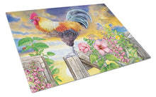 Load image into Gallery viewer, Rooster Barnyard Morning Glass Cutting Boards – Durable, Decorative Kitchen Art Large PRS4063LCB