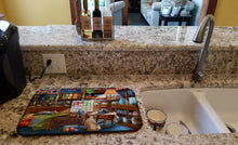 Load image into Gallery viewer, Trouble in The Quilt Room Dish Drying Mat – Absorbent, Artistic Kitchen Essentials PTW2063DDM