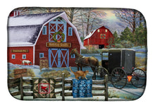 Load image into Gallery viewer, Christmas Holiday Quilt Shop Barn Dish Drying Mat – Absorbent, Artistic Kitchen Essentials PTW2064DDM