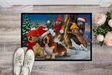 Load image into Gallery viewer, Basset, Golden and Cats Snowball Fight Doormat - 24x36 Decorative Floor Mat – Indoor/Outdoor Rug with Artistic Flair PTW2066JMAT