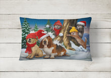 Load image into Gallery viewer, Basset, Golden and Cats Snowball Fight Canvas Fabric Decorative Pillow PTW2066PW1216
