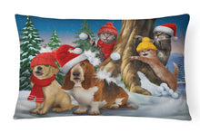 Load image into Gallery viewer, Basset, Golden and Cats Snowball Fight Canvas Fabric Decorative Pillow PTW2066PW1216