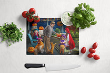 Load image into Gallery viewer, Halloween at Grandpa's Golden Retriever Glass Cutting Boards – Durable, Decorative Kitchen Art Large PTW2072LCB