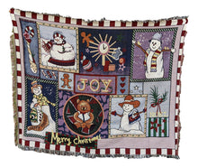 Load image into Gallery viewer, Tache Wonderful Season Snowman Tapestry Throw Blanket with Fringe (2270)