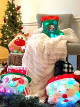 Load image into Gallery viewer, Tache Squishy Light Up Cute Christmas Cheery Santa Microbead LED Throw Pillow