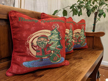 Load image into Gallery viewer, DaDa Bedding Red Santa Claus Christmas Woven Tapestry Throw Pillow Cover - 16" x 16" (17615)