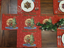 Load image into Gallery viewer, DaDa Bedding Set of 8 Pieces Red Santa Claus Holiday Table Tapestry - 4 Placemats, 2 Table Runners, 2 Throw Pillow Covers (17615)