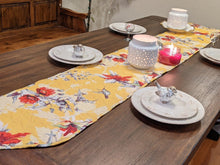 Load image into Gallery viewer, DaDalogy Bedding Sunshine Yellow Floral Vintage Hummingbirds Garden Table Runner (925)