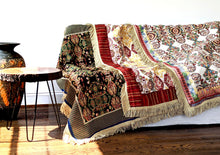 Load image into Gallery viewer, Tache Elegant Burgundy Ornate Paisley Woven Tapestry Tablecloth (18194)