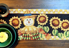 Load image into Gallery viewer, Tache Sunflower Field Scarecrow Autumn Harvest Woven Tapestry Table Runners (11712TR)