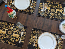 Load image into Gallery viewer, DaDa Bedding Set of 4-Pieces Magical Golden Reindeer Woven Tapestry Dining Table Placemats 13” x 19”