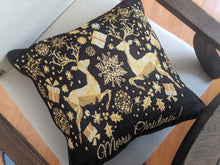 Load image into Gallery viewer, DaDa Bedding Magical Golden Reindeer Woven Tapestry Throw Pillow Covers 16" x 16"