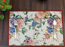 Load image into Gallery viewer, DaDa Bedding Set of 4-Pieces Vintage Romantic Roses Lovely Pink Floral Tapestry Placemats 13” x 19” (879)