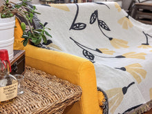 Load image into Gallery viewer, DaDa Bedding Yellow Fleur Botanical Sunshine Golden Floral Woven Tapestry Throw Blanket - 50” x 60” (18112)