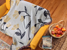 Load image into Gallery viewer, DaDa Bedding Yellow Fleur Botanical Sunshine Golden Floral Woven Tapestry Throw Blanket - 50” x 60” (18112)