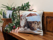 Load image into Gallery viewer, Tache Best Friend Pets Dog and Cat Christmas Tapestry Woven Throw Pillow Cover (16461)