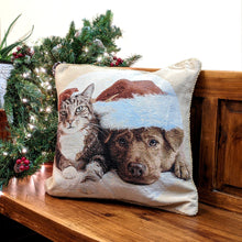 Load image into Gallery viewer, Tache Best Friend Pets Dog and Cat Christmas Tapestry Woven Throw Pillow Cover (16461)