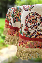 Load image into Gallery viewer, Tache Elegant Ivory Colorful Ornate Paisley Woven Tapestry Tablecloth (18193)