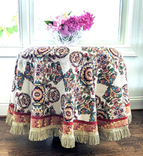 Load image into Gallery viewer, Tache Elegant Ivory Colorful Ornate Paisley Woven Tapestry Tablecloth (18193)