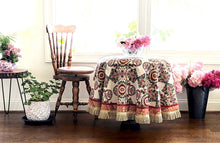 Load image into Gallery viewer, Tache Elegant Ivory Colorful Ornate Paisley Woven Tapestry Tablecloth (18193)