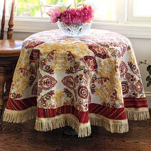 Load image into Gallery viewer, Tache Elegant Burgundy Ornate Paisley Woven Tapestry Tablecloth (18194)