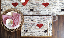 Load image into Gallery viewer, Tache Romantic Valentine’s Love Letter Beige Woven Tapestry Placemat Set (18111)