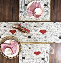 Load image into Gallery viewer, Tache Romantic I Love You Valentine’s Beige Woven Tapestry Table Runner (18111)
