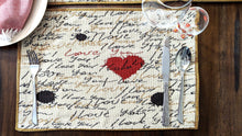 Load image into Gallery viewer, Tache Romantic Valentine’s Love Letter Beige Woven Tapestry Placemat Set (18111)