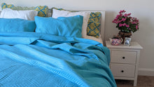 Load image into Gallery viewer, DaDa Bedding Gentle Wave Turquoise Teal Blue Lagoon Lightweight Quilted Bedspread Set (LH3000)