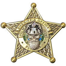 Load image into Gallery viewer, K-015 Palm Beach County Florida Deputy Sheriff Thin Blue Line Beard Gang Skull Challenge Coin