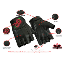 Load image into Gallery viewer, Women's Embroidered Fingerless Glove