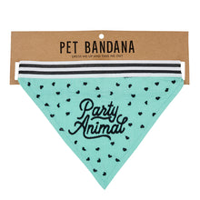 Load image into Gallery viewer, Party Animal Pet Bandana | In Blue With Printed Hearts Designs