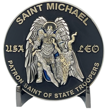 Load image into Gallery viewer, BL11-001 PSP Pennsylvania State Police Trooper Saint Michael Patron Saint Challenge Coin ST. MICHAEL