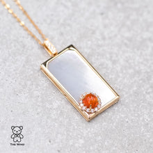 Load image into Gallery viewer, Best Wishes - Fire Opal Halo Diamond &amp; Mother of Pearl Necklace 18K Yellow Gold