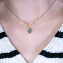 Load image into Gallery viewer, Peacock Design Boulder Opal Diamond Tsavorite Necklace 18K Yellow Gold