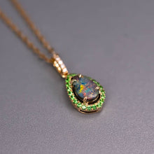 Load image into Gallery viewer, Peacock Design Boulder Opal Diamond Tsavorite Necklace 18K Yellow Gold