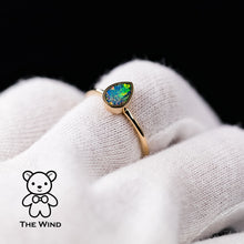 Load image into Gallery viewer, Geometric Pear Shaped Australian Doublet Opal Engagement Ring 14K Yellow Gold