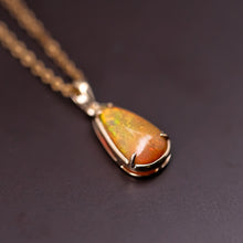 Load image into Gallery viewer, Minimal Pear Ethiopian Opal Pendant Necklace 14k Yellow Gold