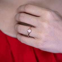 Load image into Gallery viewer, Pear Shaped Solid Opal &amp; Diamond Ring 14K Yellow Gold