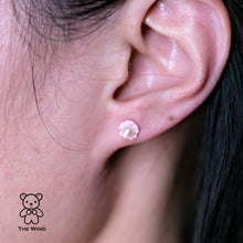 Load image into Gallery viewer, Sakura Freshwater Pearl Pink Mother of Pearl Stud Earrings in 18K Yellow Gold