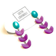 Load image into Gallery viewer, Teal and Lilac Moonglow Fish Scale Earrings