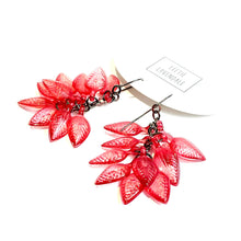 Load image into Gallery viewer, Mystic Pink Leaf Cluster Drop Earrings