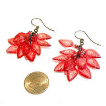 Load image into Gallery viewer, Mystic Pink Leaf Cluster Drop Earrings
