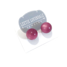 Load image into Gallery viewer, Cranberry Moonglow Ball Stud Earrings