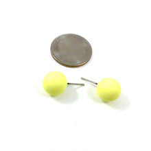 Load image into Gallery viewer, Neon Yellow Matte Ball Stud Earrings