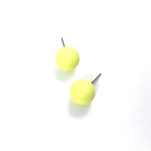 Load image into Gallery viewer, Neon Yellow Matte Ball Stud Earrings