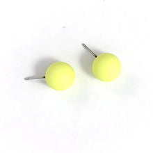 Load image into Gallery viewer, Neon Yellow Matte Ball Stud Earrings